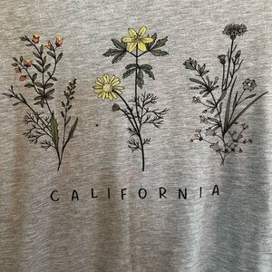 California Pajama Top Gray Floral Graphic T-Shirt